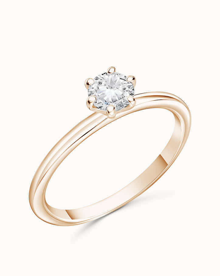 Solitaire engagement ring in 18K rose gold & a lab-grown diamond from VANBRUUN