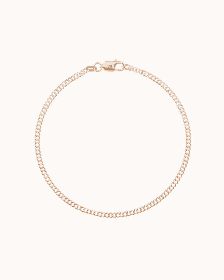 Classic curb chain bracelet in 18K rose gold, 2.0 mm wide, from VANBRUUN