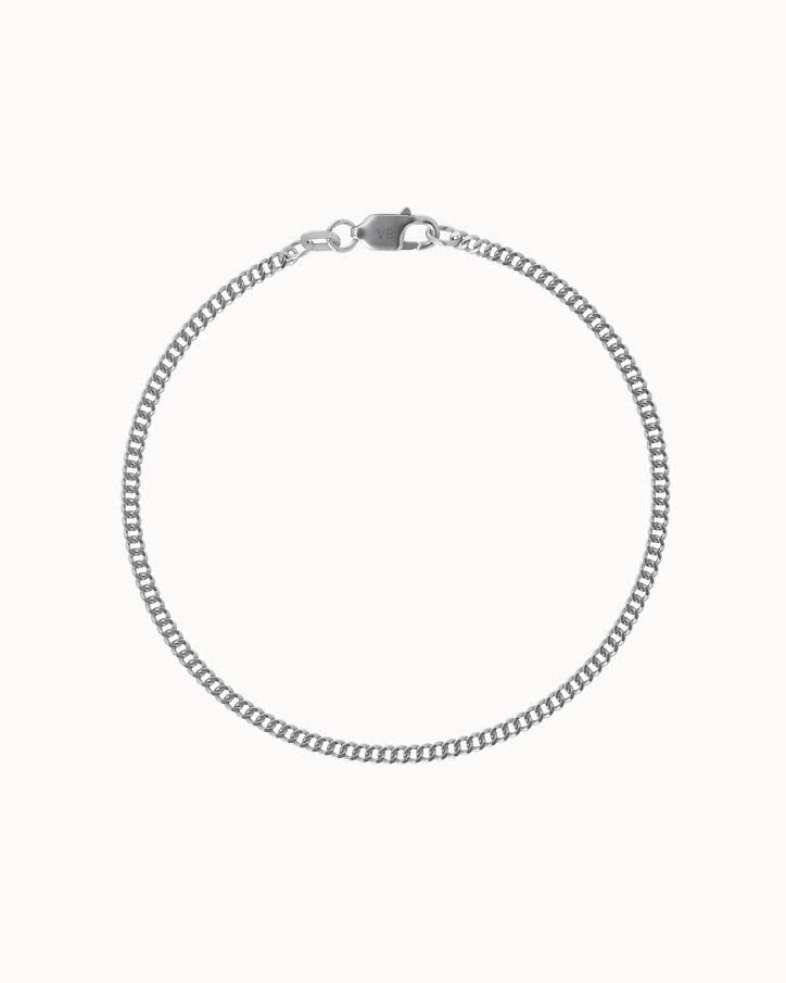 Classic curb chain bracelet in 18K white gold, 2.0 mm wide, from VANBRUUN