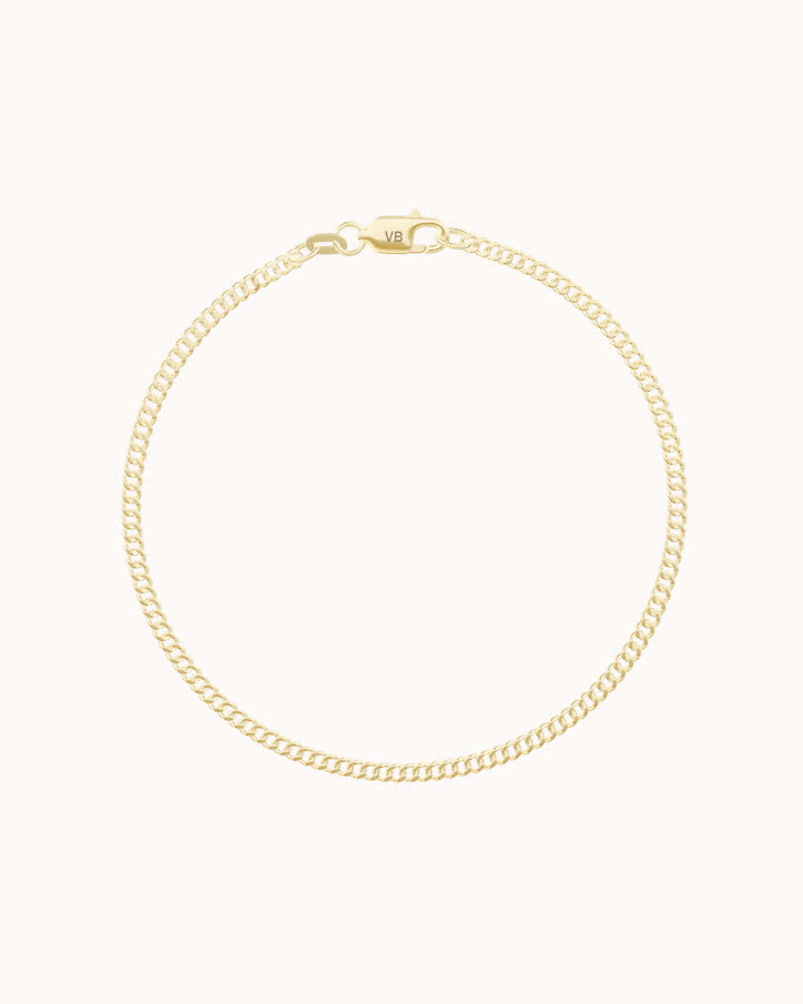 Classic curb chain bracelet in 18K yellow gold, 2.0 mm wide, from VANBRUUN
