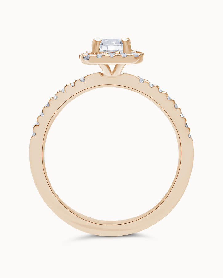 Förlovningsring med halodesign i 18K Roséguld från VANBRUUN