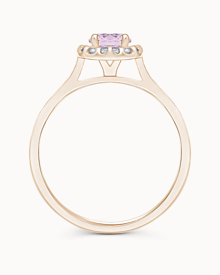 Halo ring with pink sapphire in 18K rose Gold - Engagement ring from VANBRUUN