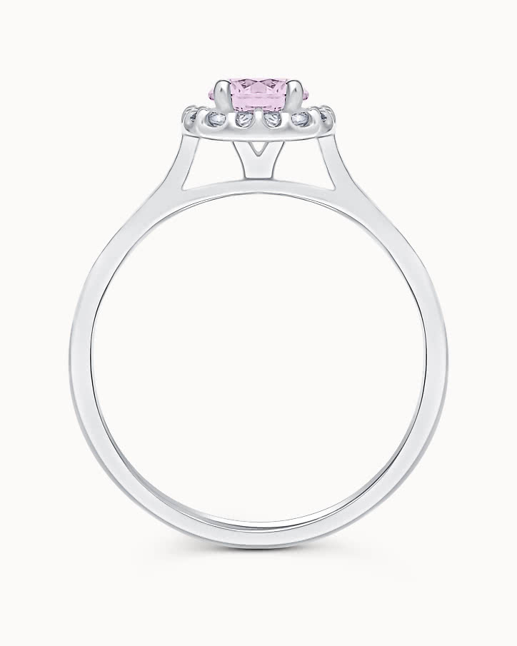 Halo ring with pink sapphire in 18K White Gold - Engagement ring from VANBRUUN